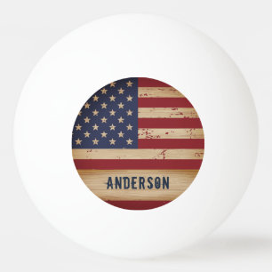 Speciaal Amerikaans Vlag Rustic Wood Patriottic Pingpongbal