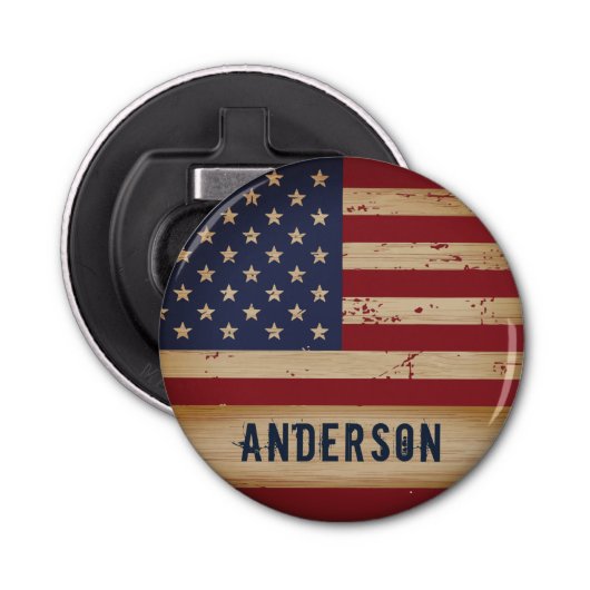 Speciaal Amerikaans vlaggestinktpatriottisch Button Flesopener (Voorkant)