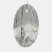 Speciaal Arabisch paard in Snowy Forest Keramisch Ornament (Rechts)