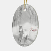 Speciaal Arabisch paard in Snowy Forest Keramisch Ornament (Links)