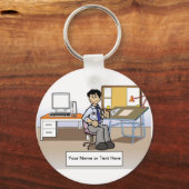 Speciaal architect, ingenieur - Mannelijke Cartoon Sleutelhanger (Voorkant)
