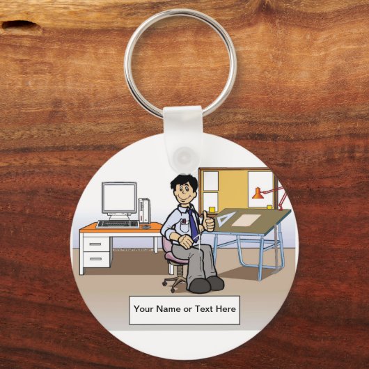 Speciaal architect, ingenieur - Mannelijke Cartoon Sleutelhanger (Voorkant)
