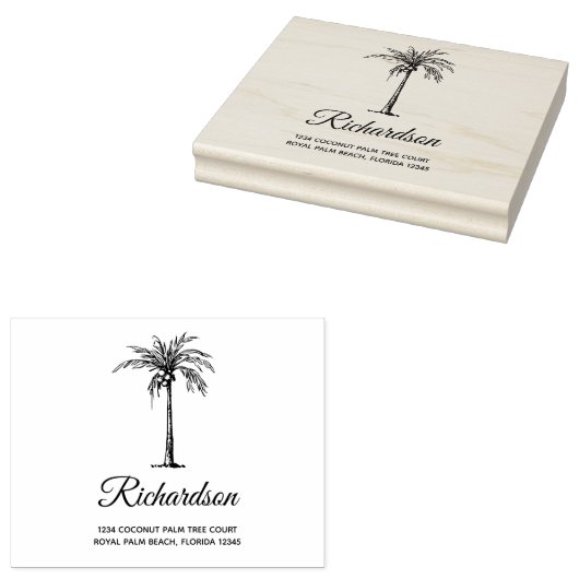 Speciaal artistiek palmboomvormig modern script rubberstempel (Gestempeld)