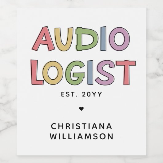 Speciaal audioloog Audiology Afstuderen Gift Wijn Etiket (Enkel label)