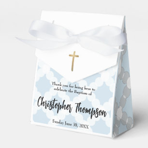 Speciaal Baby Baptisme Gold Cross Blue patroon Bedankdoosjes