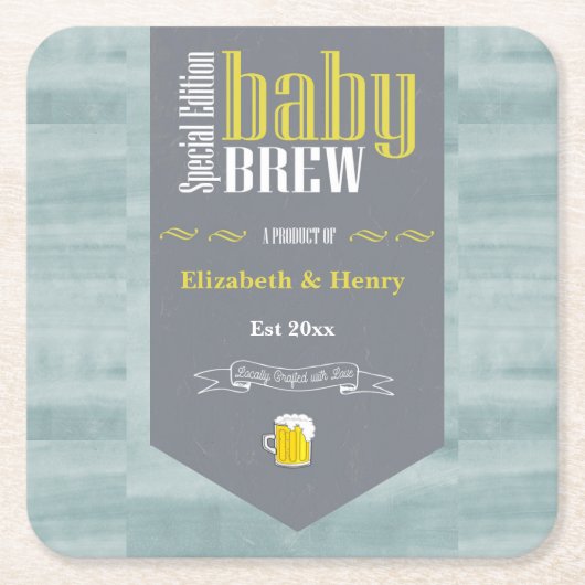 Speciaal Baby Brew Bier Label Funny Shower Kartonnen Onderzetters (Voorkant)