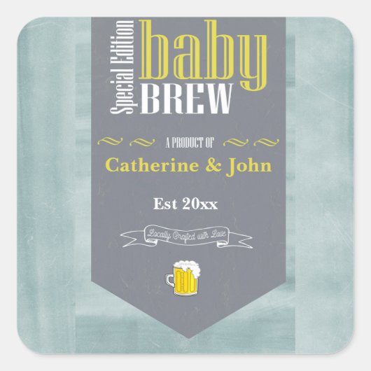 Speciaal Baby Brew Funny Shower Vierkante Sticker (Voorkant)