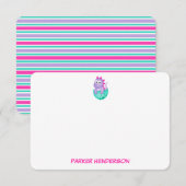 Speciaal Baby Paarse Dinosaur Stationery Bedankkaart (Voorkant / Achterkant)