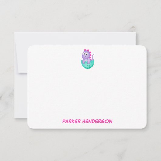Speciaal Baby Paarse Dinosaur Stationery Bedankkaart (Voorkant)