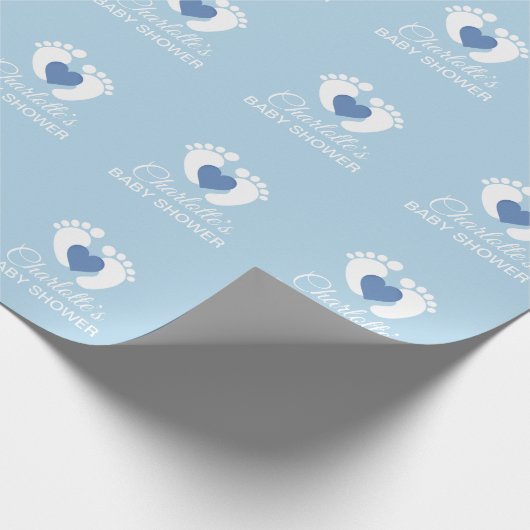 Speciaal BABY SHOWER Blauwe voeten Cadeaupapier (Hoek)