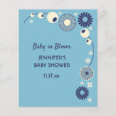 Speciaal Baby shower game-vellen Blauwe Floral Flyer (Achterkant)