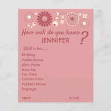 Speciaal Baby shower game-vellen Roze Floral