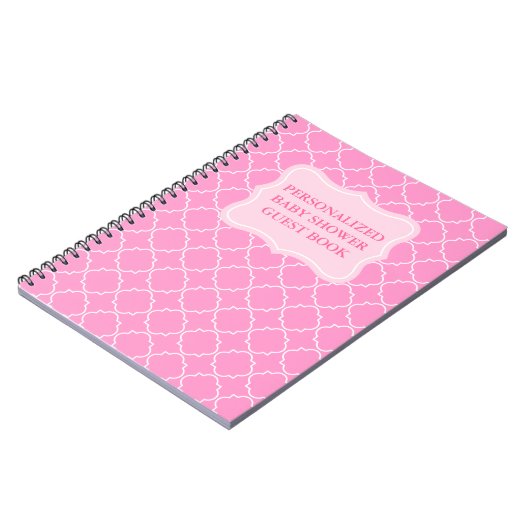Speciaal baby shower-guestbook | Roze notitieboek (Linkerzijde)