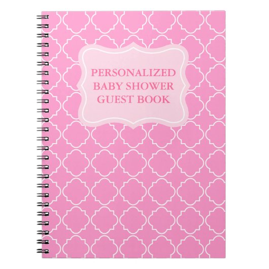 Speciaal baby shower-guestbook | Roze notitieboek (Voorkant)