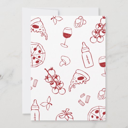 Speciaal baby shower met Italiaans Pizzeria Kaart (Achterkant)