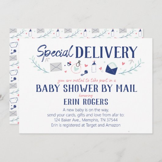 Speciaal Baby shower van de Levering per post Uitn Kaart (Voorkant / Achterkant)