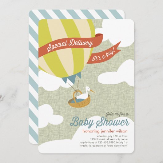 Speciaal Baby shower van levering Uitnodiging - jo (Voorkant / Achterkant)