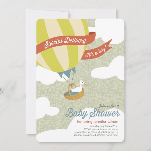 Speciaal Baby shower van levering Uitnodiging - jo (Voorkant)