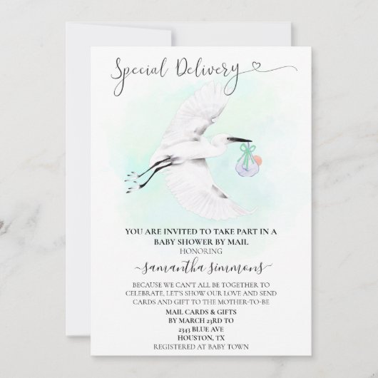 Speciaal Baby shower voor leveringswinkels per pos Kaart (Voorkant)