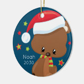 Speciaal Baby Woodlands Santa Beer Kerstmis Keramisch Ornament (Links)