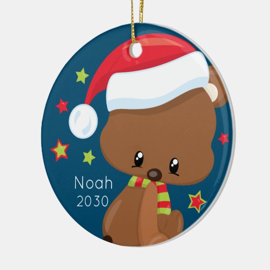 Speciaal Baby Woodlands Santa Beer Kerstmis Keramisch Ornament (Links)