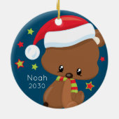 Speciaal Baby Woodlands Santa Beer Kerstmis Keramisch Ornament (Achterkant)