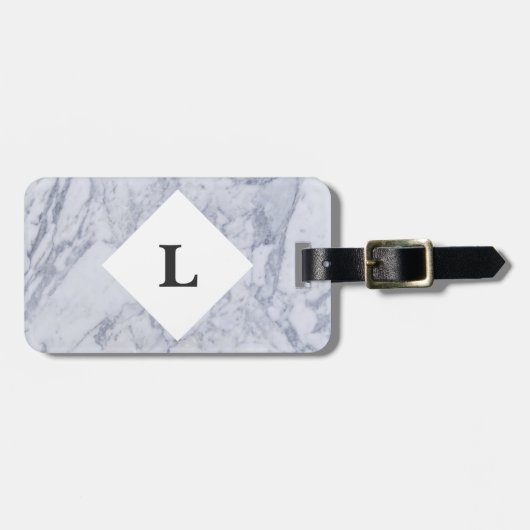 Speciaal bagagelabel witte marmer (Voorkant horizontaal)