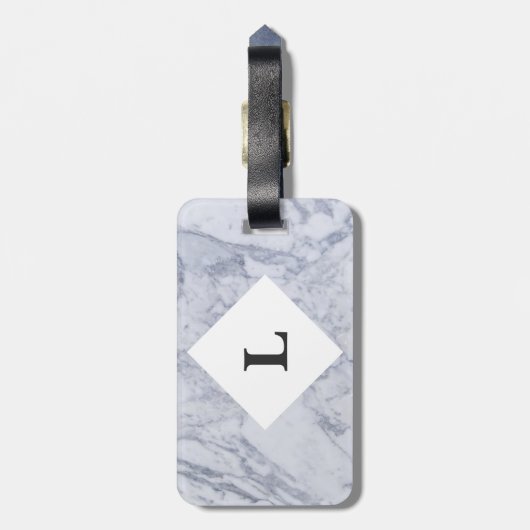 Speciaal bagagelabel witte marmer (Achterkant verticaal)