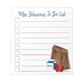 Speciaal baggervak Lunch Apple School Teacher List Notitieblok (Voorkant)