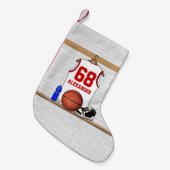 Speciaal basketbalshirt in de kleedkamer kleine kerstsok (Voorkant (Hangend))