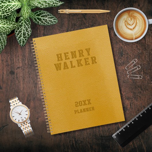 Speciaal bedrijfskritiseerd Gold Vegan Leather Planner