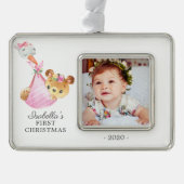 Speciaal Beer Eerste kerstfoto Verzilverd Omlijst Ornament (Voorkant)