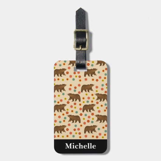 Speciaal Beer Floral Pattern Bagagelabel (Voorkant verticaal)
