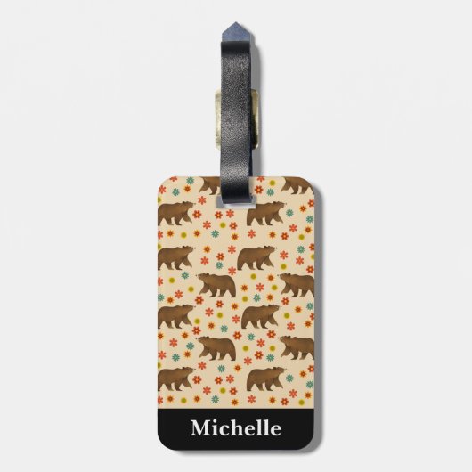 Speciaal Beer Floral Pattern Bagagelabel (Achterkant verticaal)