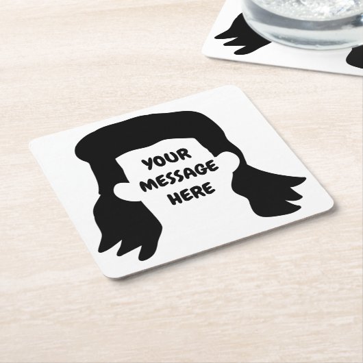 Speciaal bericht Funny Mullet Illustratie Kartonnen Onderzetters (Schuin)