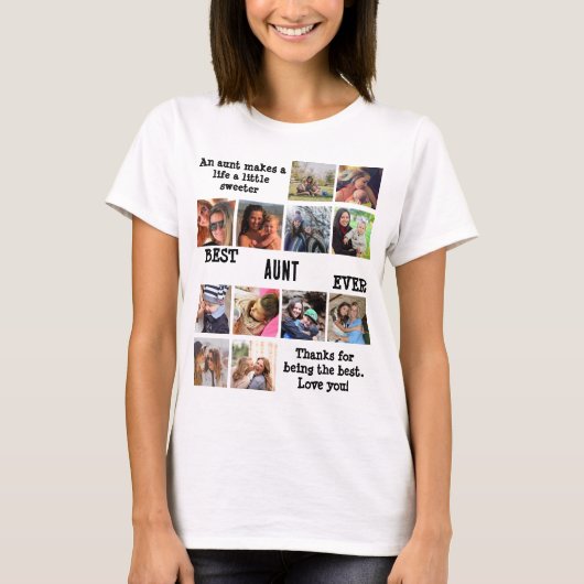 Speciaal beste tante ooit 12 Foto Collage T-shirt (Voorkant)