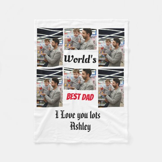 Speciaal beste vader ooit 6 foto Collage Fleece Deken (Voorkant)