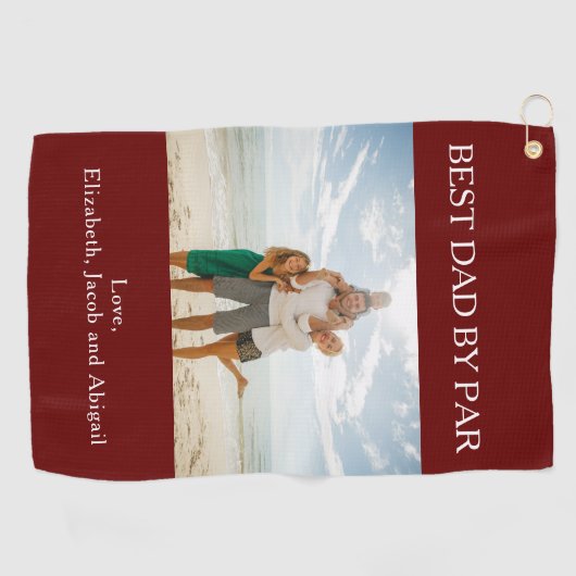 Speciaal beste vader op foto van vader golfhanddoek (Horizontaal)