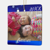 Speciaal 'Besties' Blue Holiday Keramisch Ornament (Links)