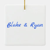 Speciaal 'Besties' Blue Holiday Keramisch Ornament (Achterkant)