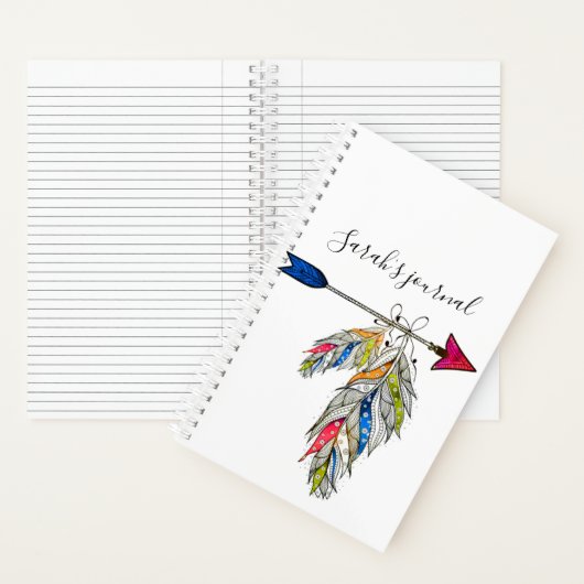 Speciaal bevederd pijltijdschrift notitieboek (Binnen)