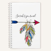 Speciaal bevederd pijltijdschrift notitieboek (Voorkant)