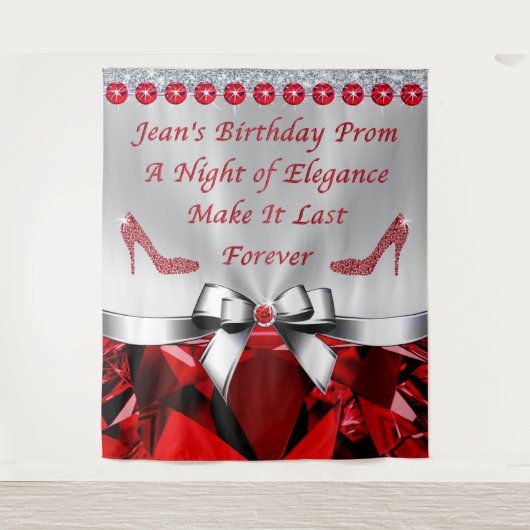 Speciaal bevel voor Jean, Ruby Birthday Achtergron Wandkleed (Voorkant)