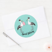 Speciaal bezorgingswinkeltje Baby onthullen sprink Ronde Sticker (Envelop)