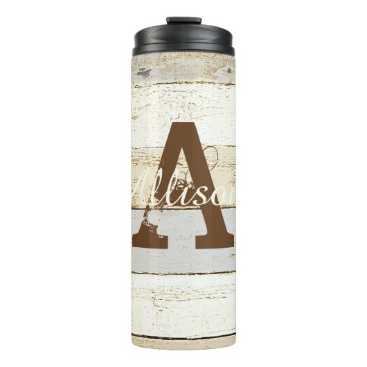 Speciaal bijtend hout en letter thermosbeker (Voorkant)