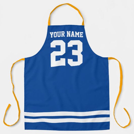 Speciaal blauw BBQ-pron met jersey-nummer Schort (Voorkant)