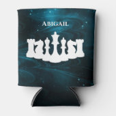 Speciaal blauw bolletje schaakstuk koningin blikjeskoeler (Voorkant)