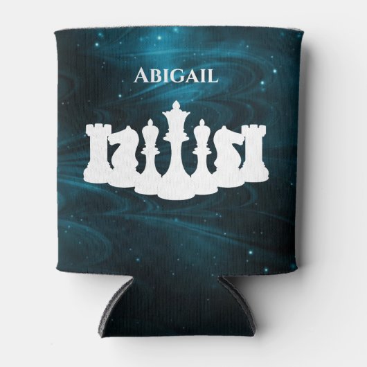 Speciaal blauw bolletje schaakstuk koningin blikjeskoeler (Voorkant)