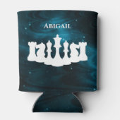 Speciaal blauw bolletje schaakstuk koningin blikjeskoeler (Achterkant)