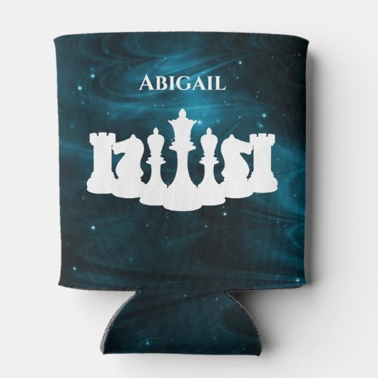 Speciaal blauw bolletje schaakstuk koningin blikjeskoeler (Achterkant)